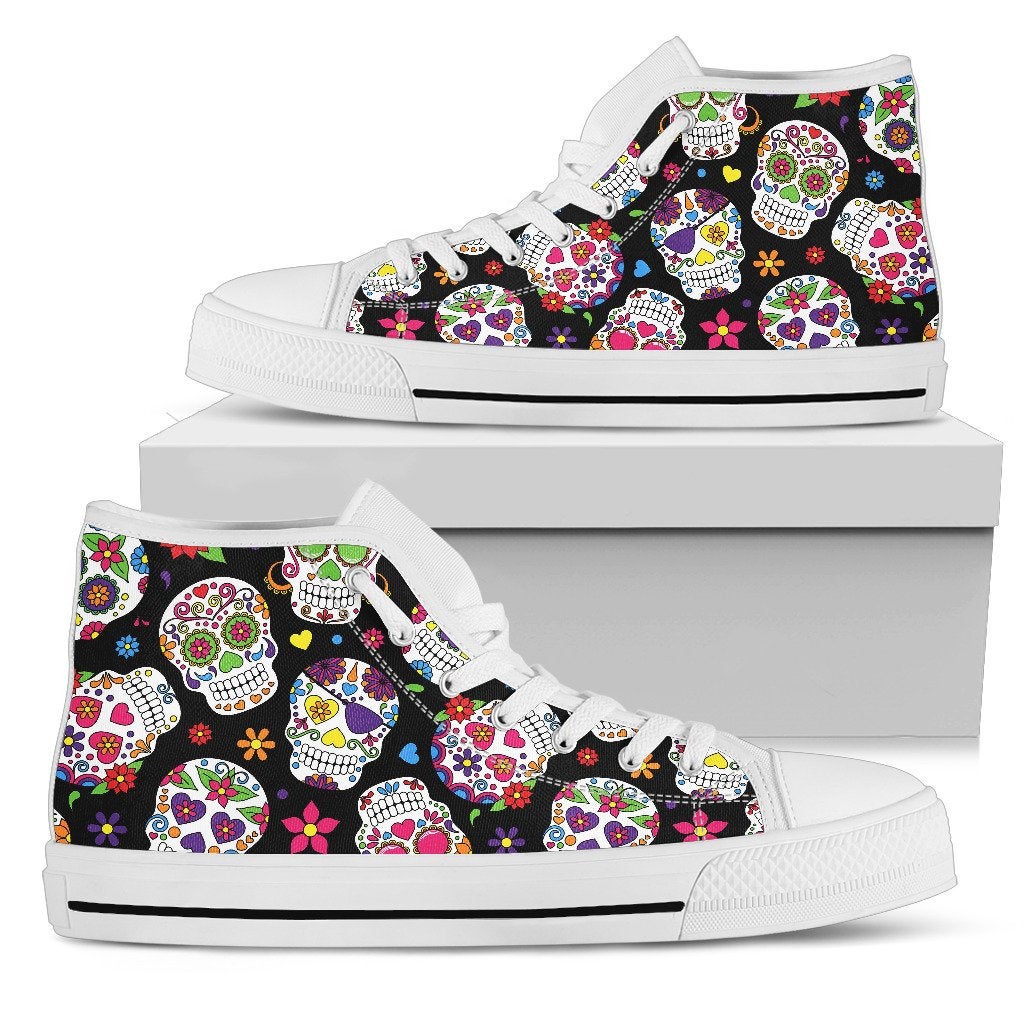 Colorful Sugar Skulls High Top Shoes