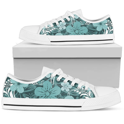 Light Green Teal Aloha Flowers Shoes