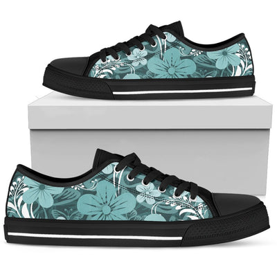 Light Green Teal Aloha Flowers Shoes