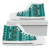 Light Green Teal Boho Aztec High Top Shoes