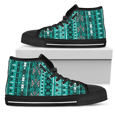 Light Green Teal Boho Aztec High Top Shoes