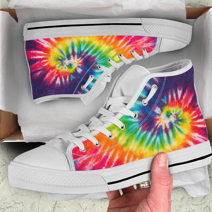 Colorful Tie Dye Print Spiral High Top Shoes