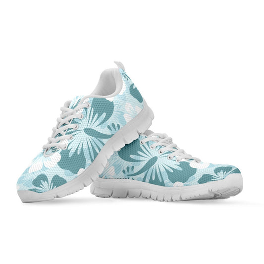 Light Green Teal Aloha Flowers Sneakers