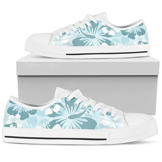 Light Green Teal Aloha Flowers Shoes