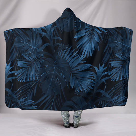 Dark Leaves Hooded Blanket