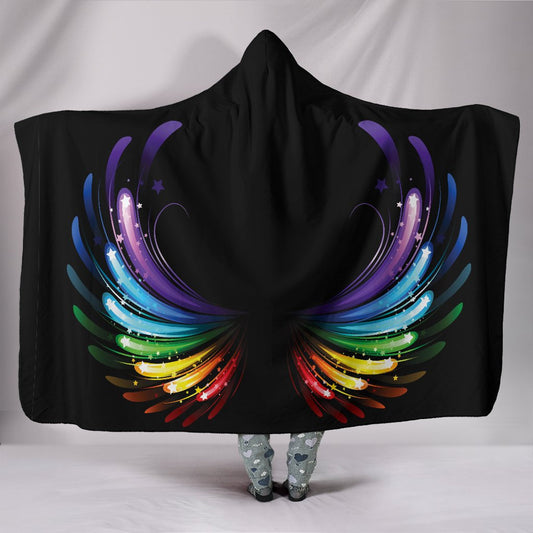 Colorful Wings Hooded Blanket
