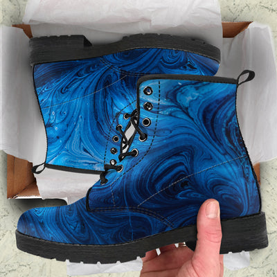 Blue Abstract Swirls Womens Boots