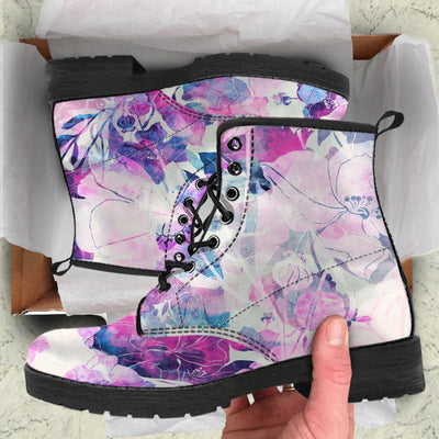 Pink & Ivory Abstract Floral Womens Boots