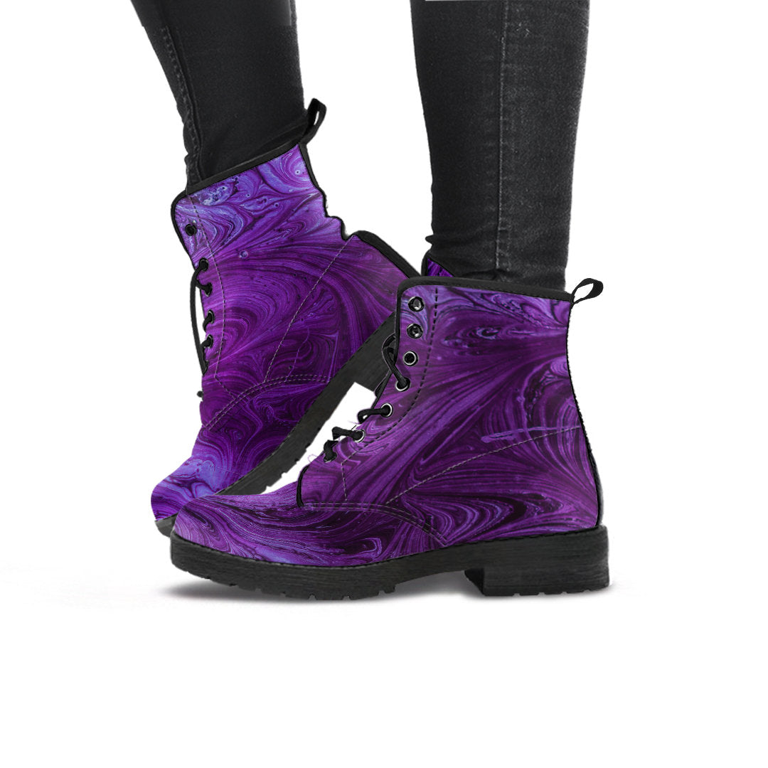 Purple Abstract Swirls Womens Boots