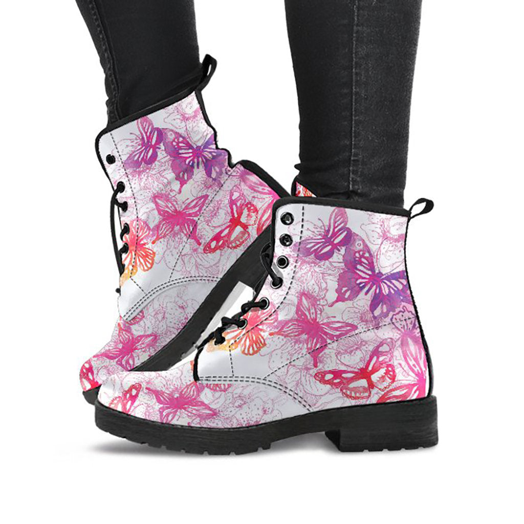Pink Butterflies Womens Boots