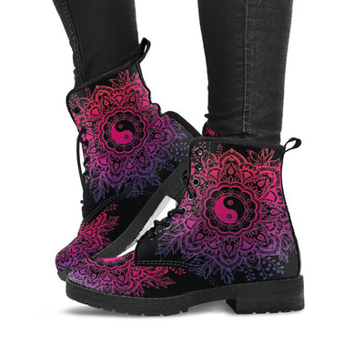 Pink & Purple Yin Yang Mandala Womens Boots
