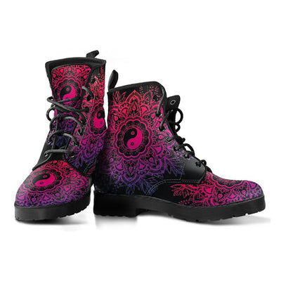 Pink & Purple Yin Yang Mandala Womens Boots
