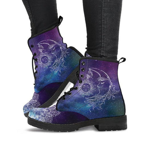 Purple Sun & Moon Mandala Womens Boots