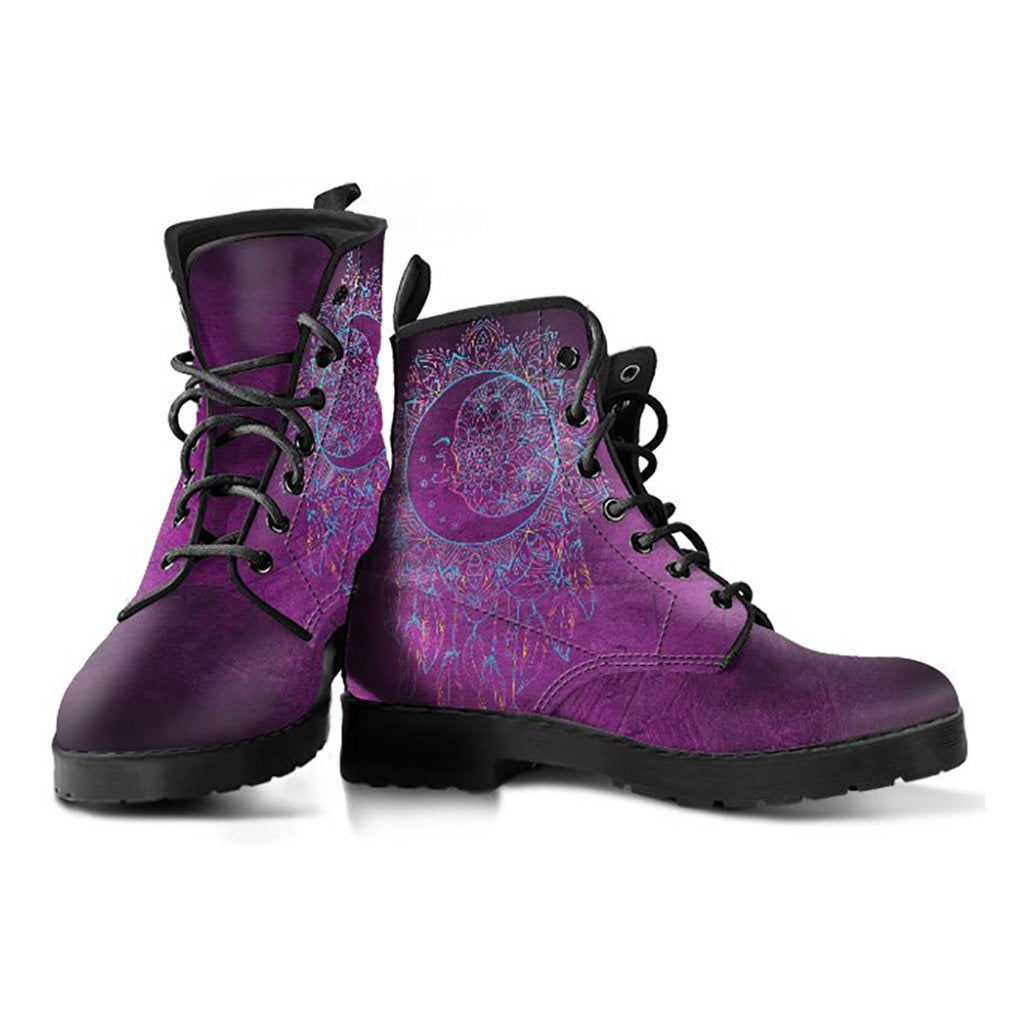 Pink Purple Moon Dream Catcher Mandala Womens Boots