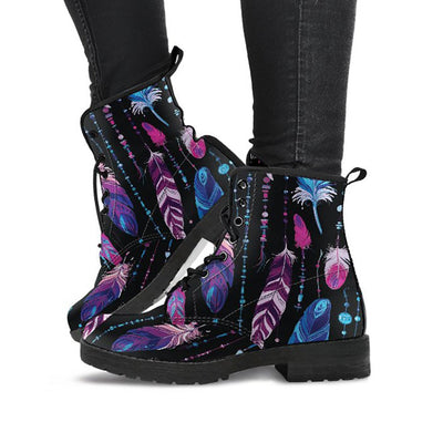 Pink & Purple Feathers Womens Boots