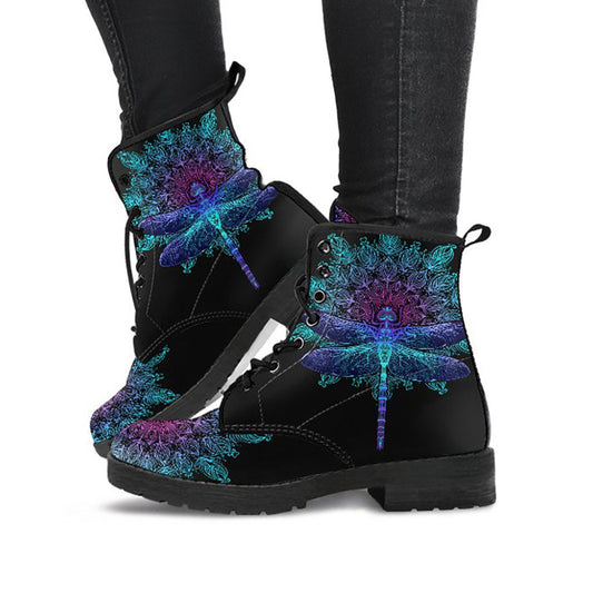 Purple Dragonfly Mandala Womens Boots
