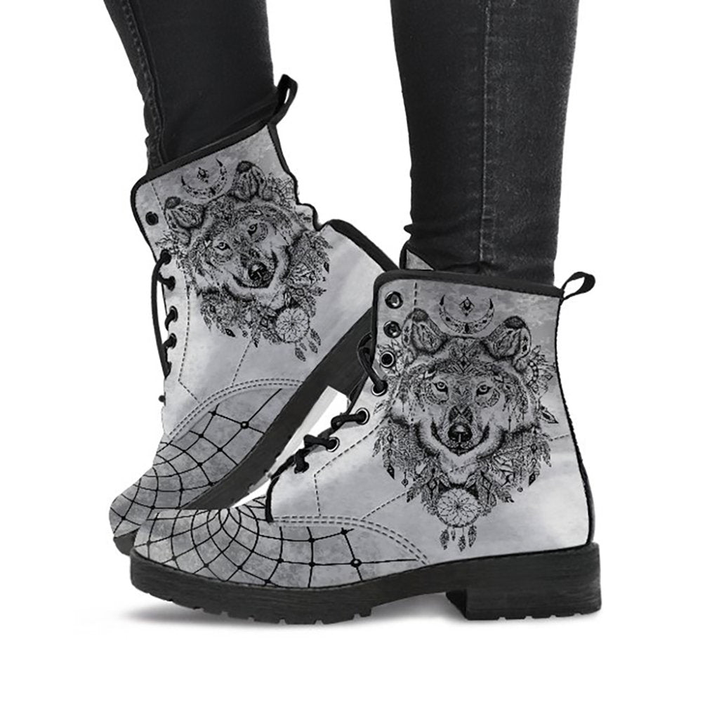 Grey Boho Wolf Net Womens Boots