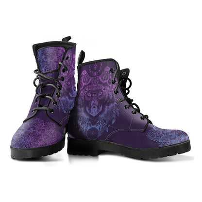 Purple Boho Wolf Mandala Womens Boots
