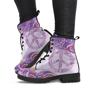 Pink & Purple Peace Sign Henna Mandala Womens Boots