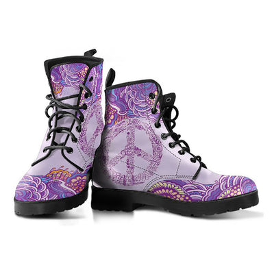 Pink & Purple Peace Sign Henna Mandala Womens Boots