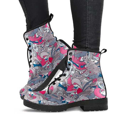 Pink Funky Abstract Womens Boots