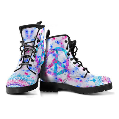 Pink Abstract Peace Sign Womens Boots
