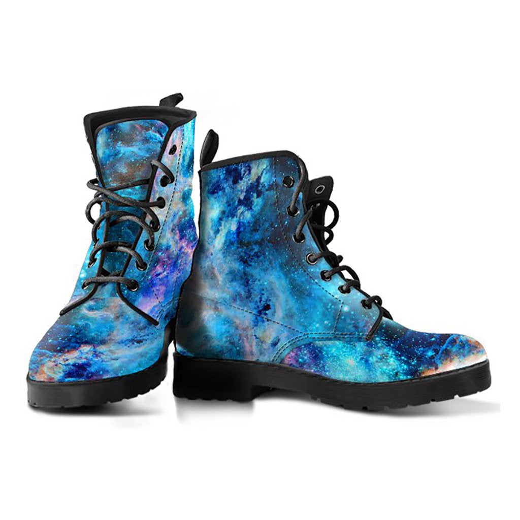 Blue Green Abstract Galaxy Universe Womens Boots