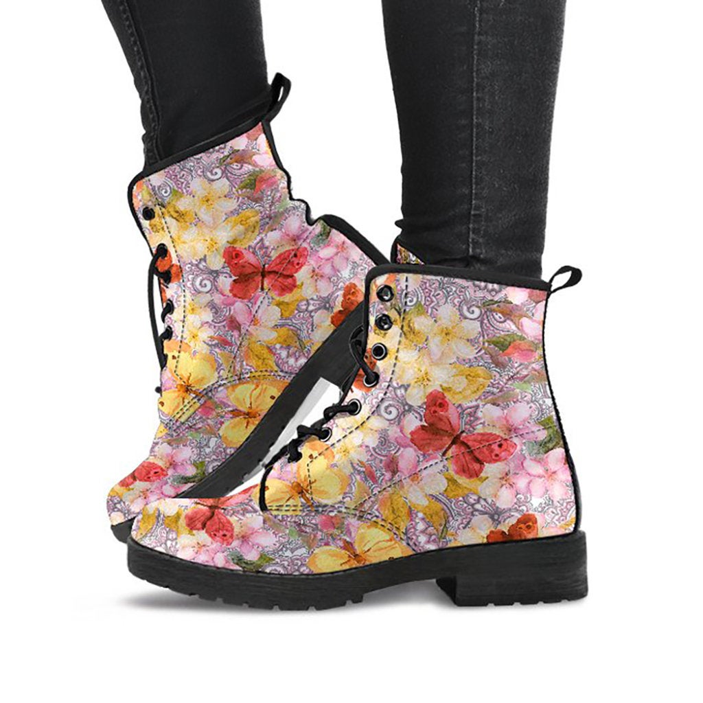 Colorful Watercolor Butterfly Womens Boots
