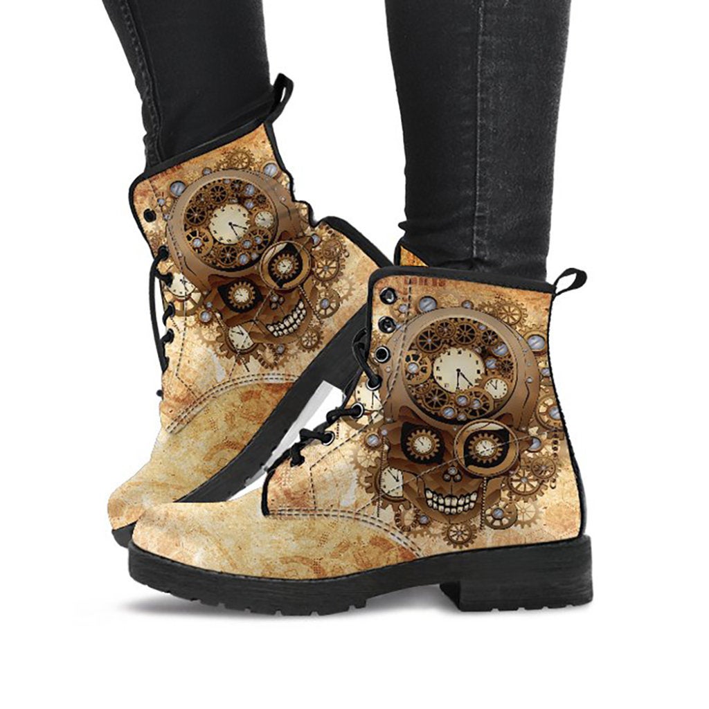 Skull Clock Gears Womens Boots