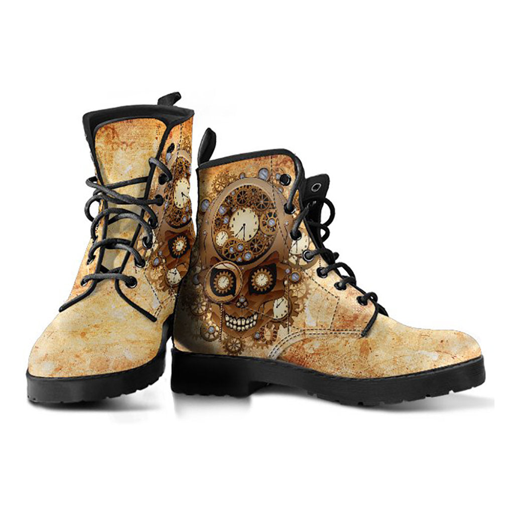 Skull Clock Gears Womens Boots