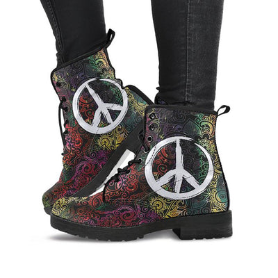 Henna Flowers Peace Sign Womens Boots