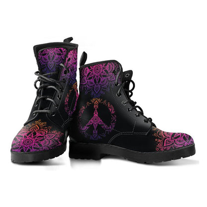 Dark Peace Sign Mandala Womens Boots
