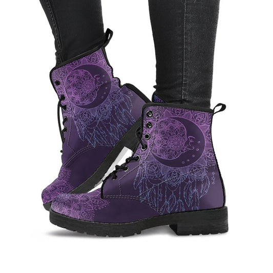 Purple Moon Dream Catcher Mandala Womens Boots