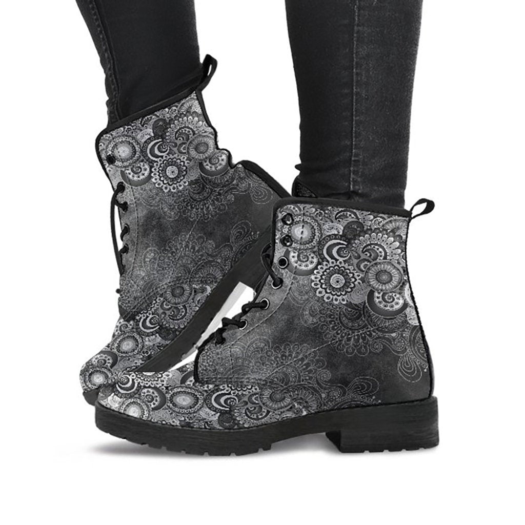 Grey Paisley Mandalas Womens Boots