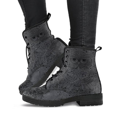 Dark Grey Owl Womens Boots