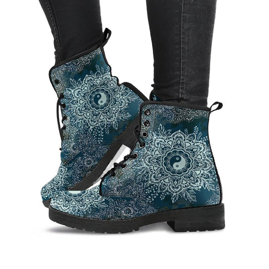 Yin Yang Lotus Mandala Womens Boots