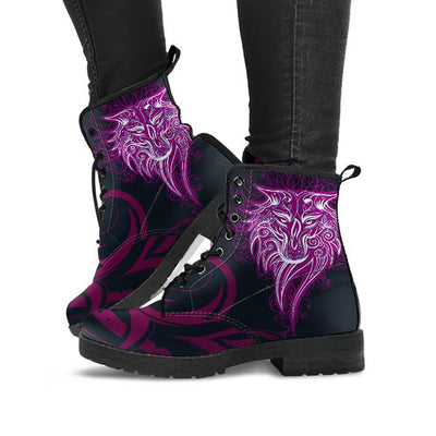 Purple Tribal Wolf Womens Boots
