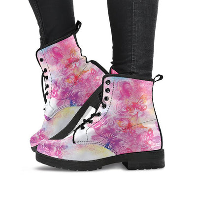 Pink Abstract Butterflies Womens Boots