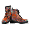 Brown Paisley Peace Sign Decor Womens Boots