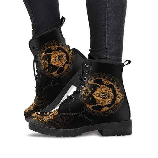 Gold Sun & Moon Womens Boots