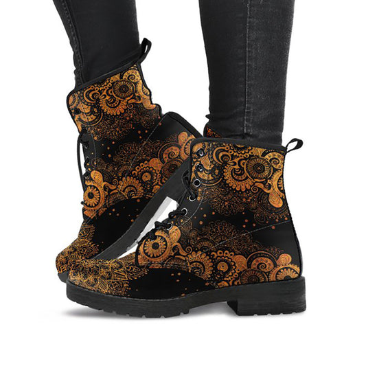 Rusty Gold Paisley Decor Womens Boots