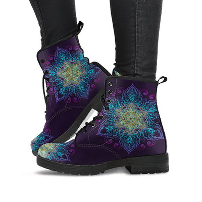 Purple & Gold Mandala Decor Womens Boots