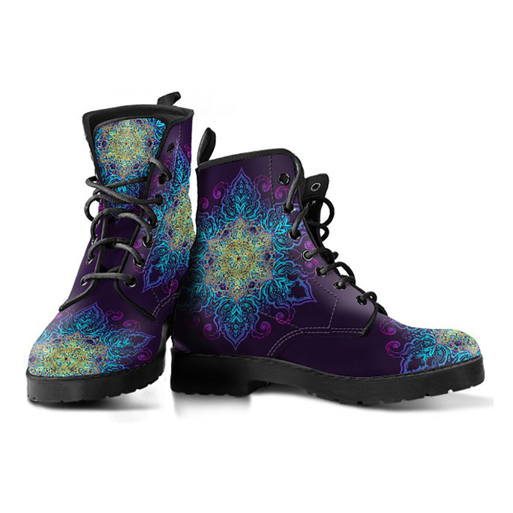 Purple & Gold Mandala Decor Womens Boots