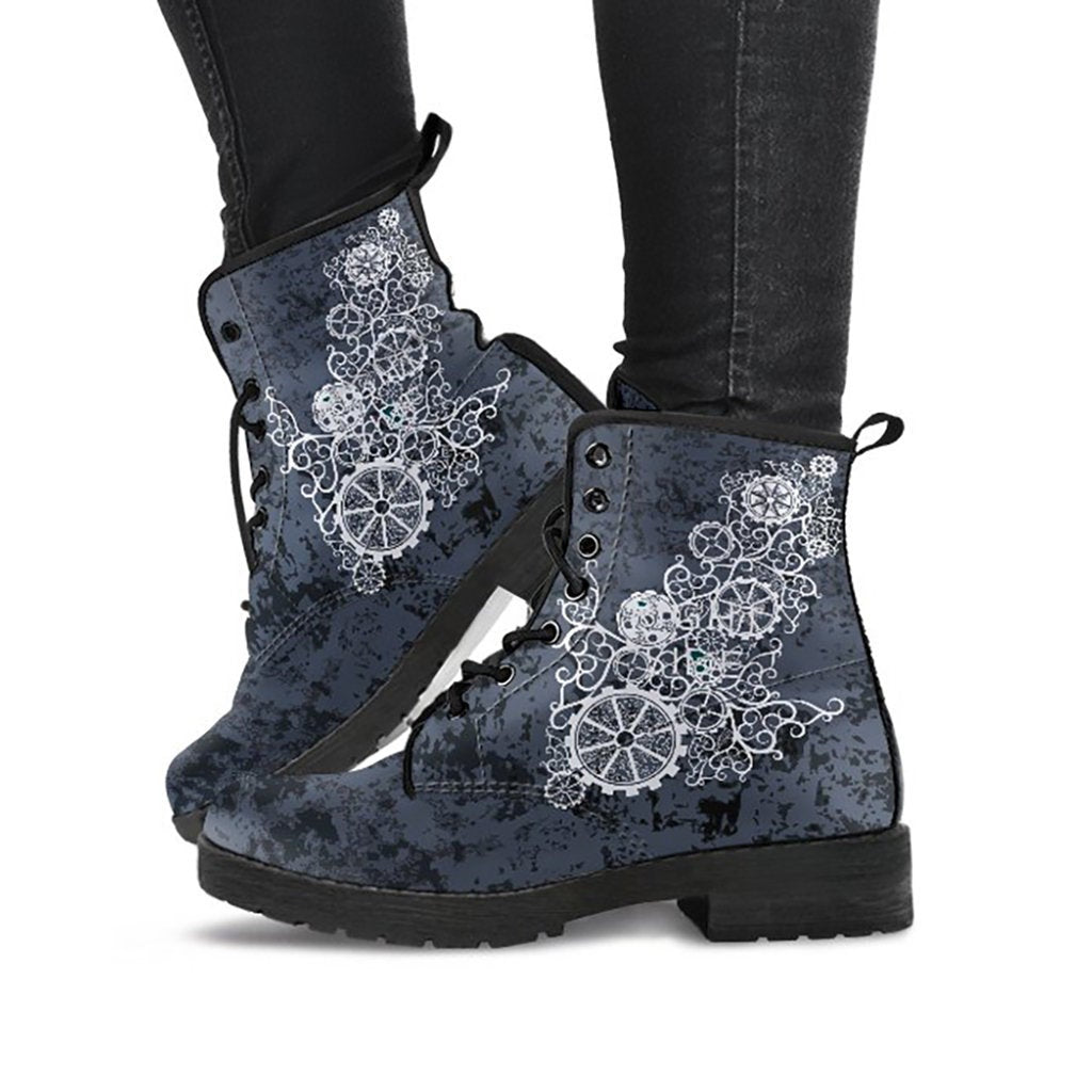 Dark Grey Gears Decor Womens Boots