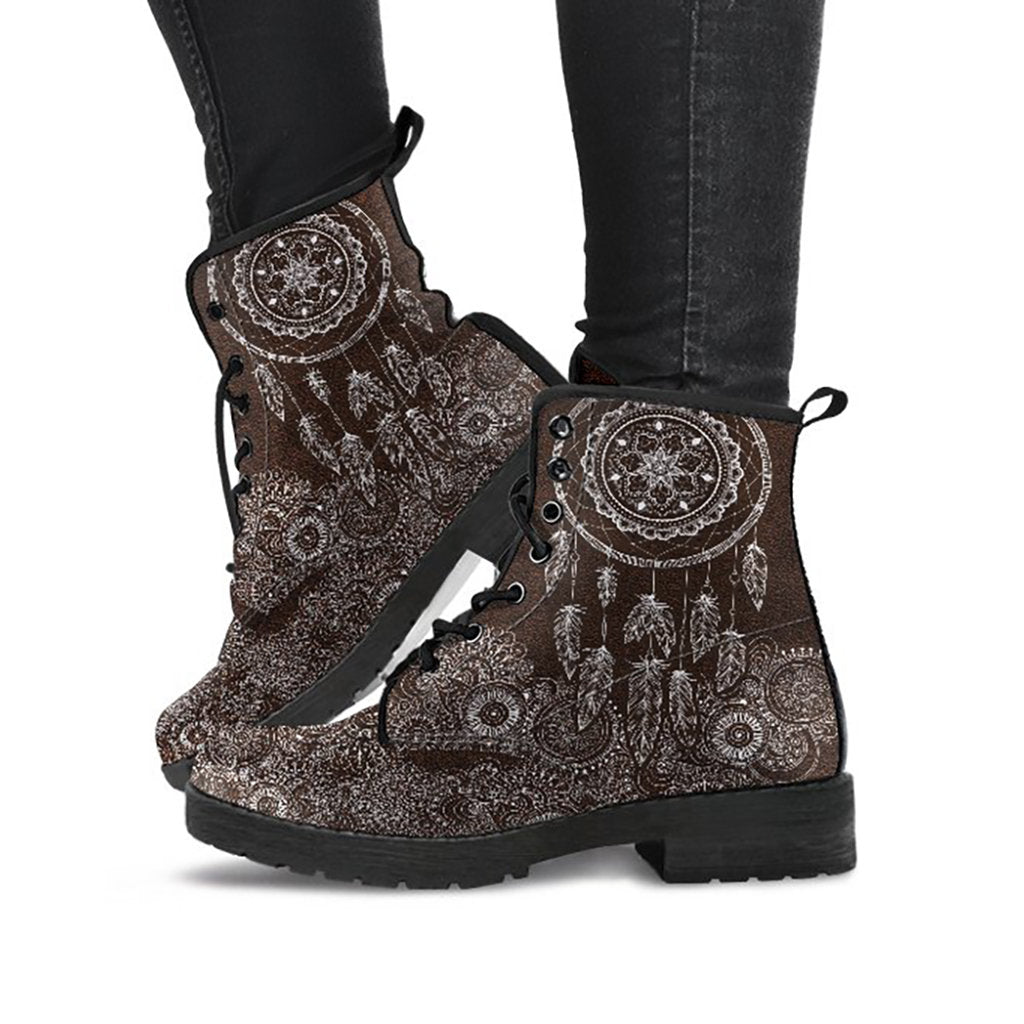 Brown Boho Dream Catcher Mandalas Womens Boots