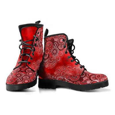 Red Pailsey Mandala Decor Womens Boots