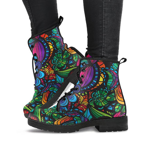 Colorful Mosaic Flower Womens Boots