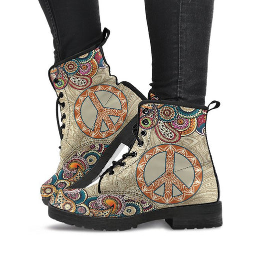 Funky Peace Sign Mandalas Decor Womens Boots