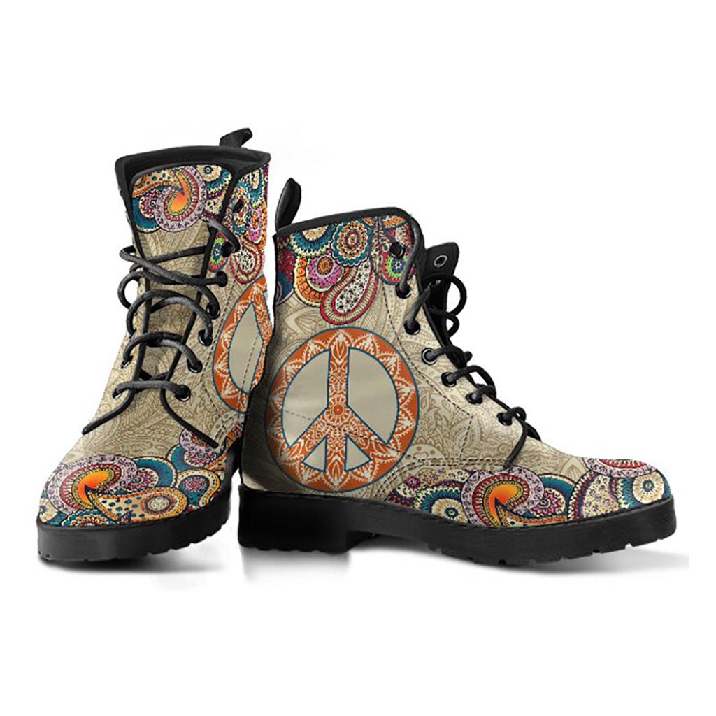 Funky Peace Sign Mandalas Decor Womens Boots
