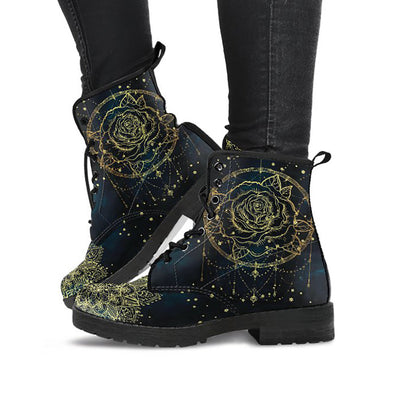 Gold Rose Mandala Womens Boots